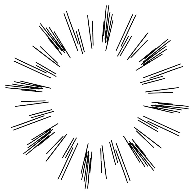 Doodle sketch style of Starburst sunburst Element Fireworks Black Rays Comic explosion effect Radiating radial lines cartoon hand drawn illustration for concept design