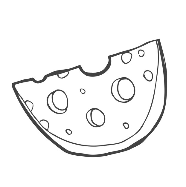 Vector doodle slice of cheese