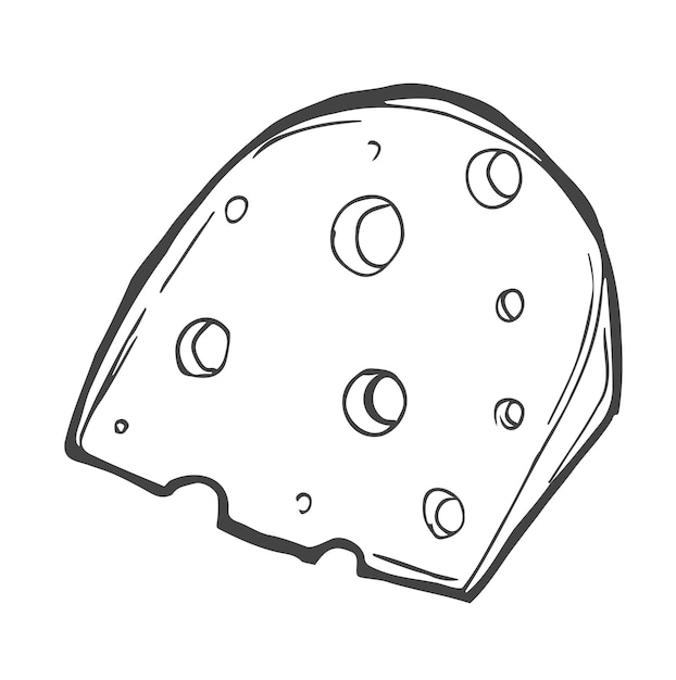 Vector doodle slice of cheese