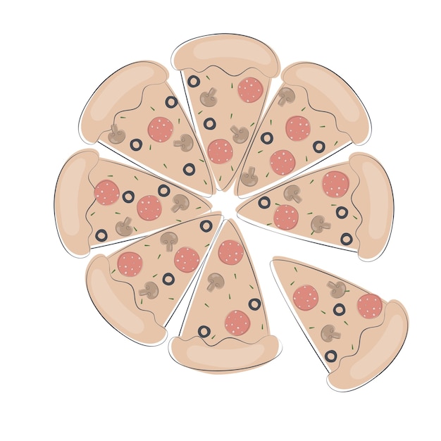 doodle sliced pizza