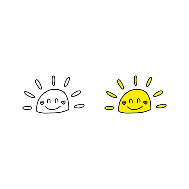Icone del sole di smiley di doodle