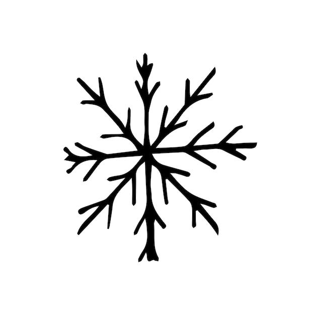 Doodle sneeuwvlok Hand getrokken winter vectorelement geïsoleerd op een witte achtergrond