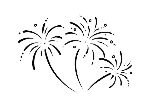 Doodle sparkling firework Shiny foreworks for parties and celebrations Vector illustration