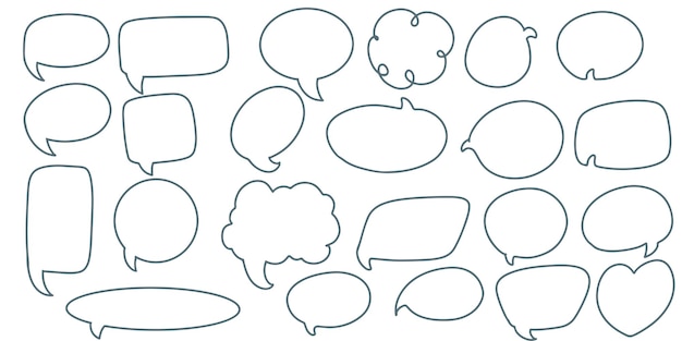 Vector doodle speech bubble hand drawing set