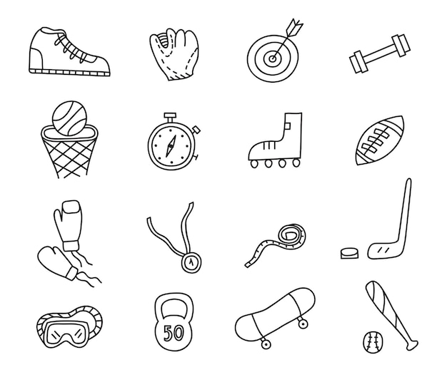 Doodle sport pictogrammen instellen Vector illustratie