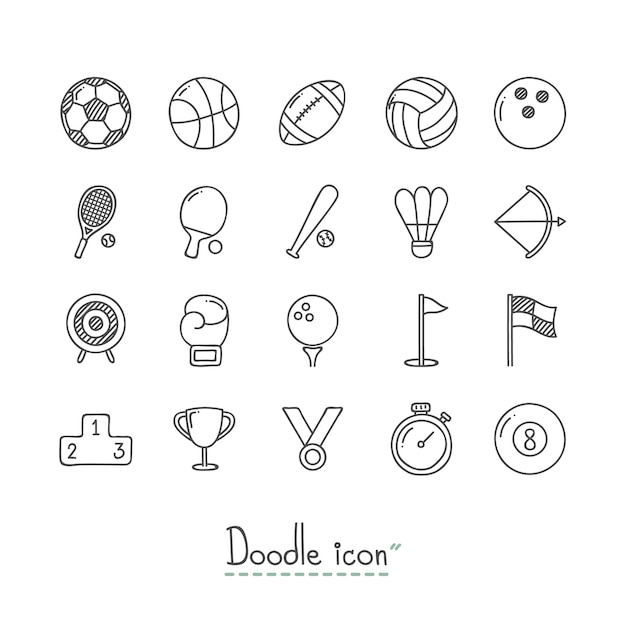 Vector doodle sports icons.