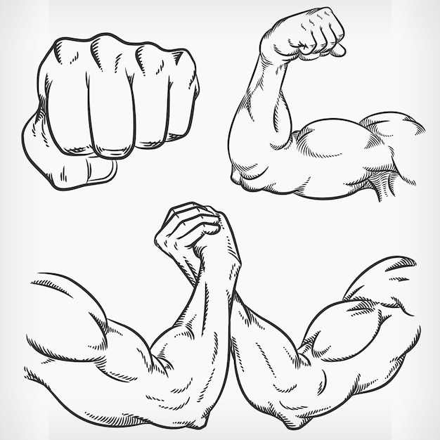 Doodle sportschool schets bodybuilding tekening