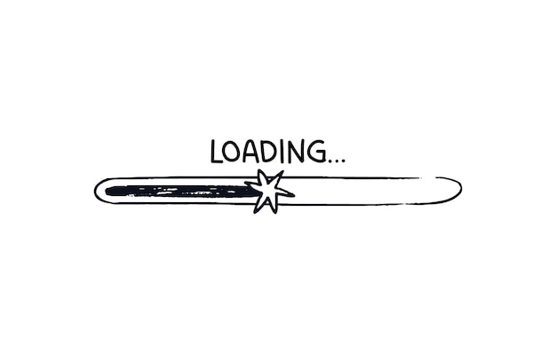 Doodle star on loading bar isolated Oval Handdrawn progress bar with a star on a black stripe