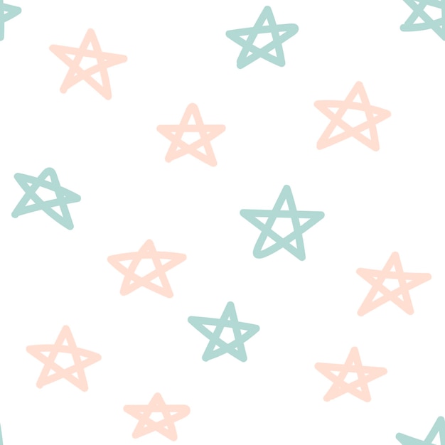 Vector doodle star seamless pattern. hand drawn geometric background.