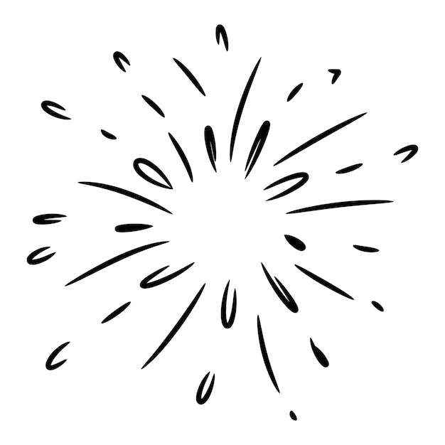 Doodle starburst sunburst фейерверк взрыв каракули элемент дизайна векторная иллюстрация