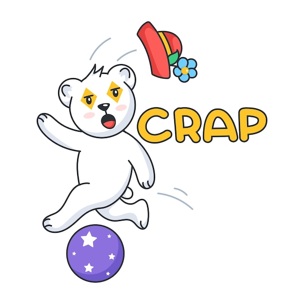 A doodle sticker of bear doing ball walk