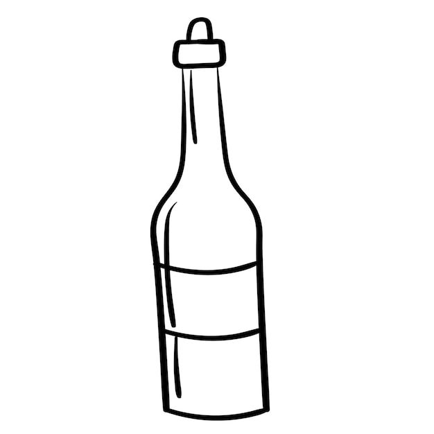 Doodle sticker bottle with alcoholic drink