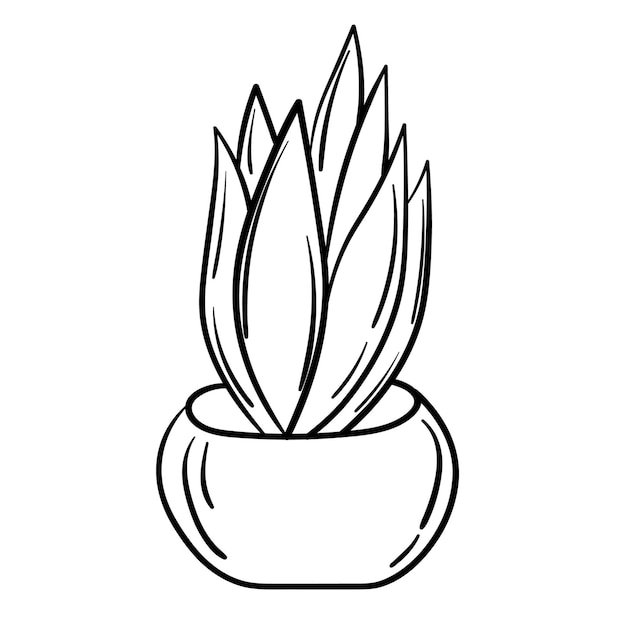 Doodle sticker cute houseplant in a pot