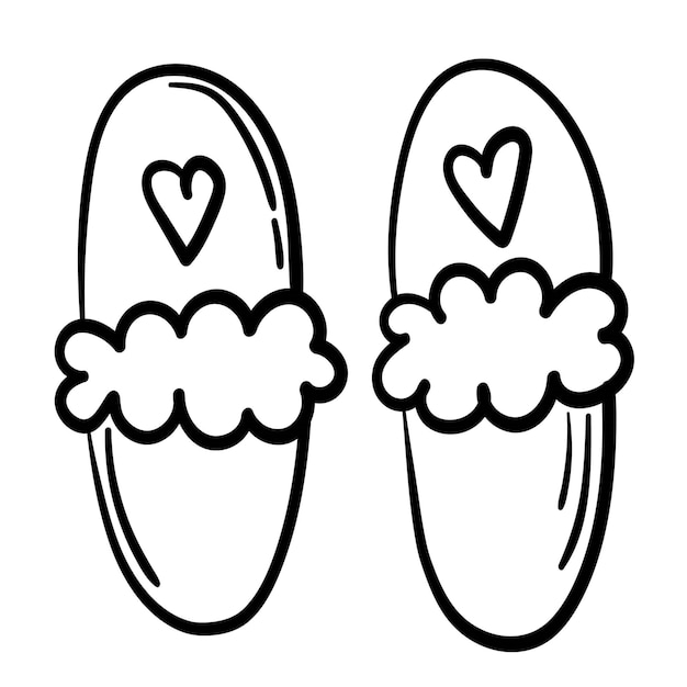 Doodle sticker of funny slippers for home