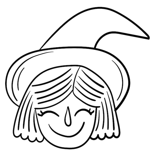 Doodle sticker grappige heks met hoed