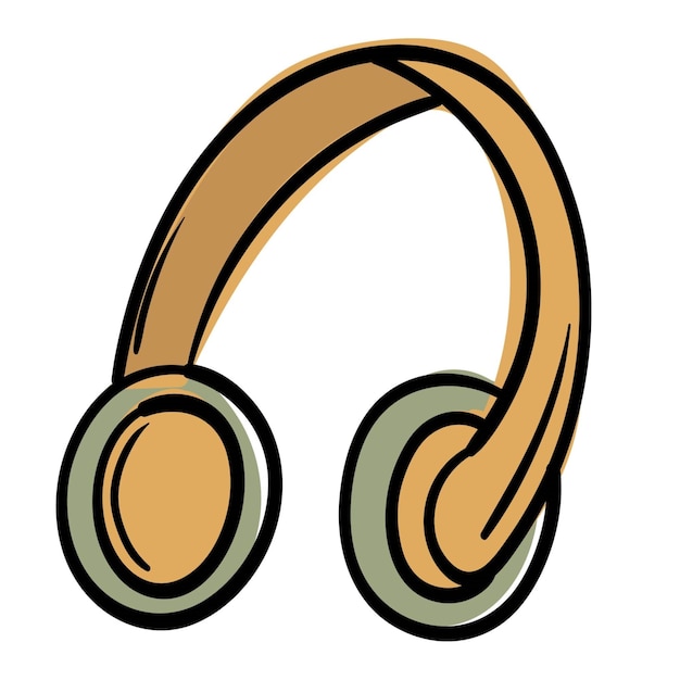 Vettore cuffie adesive doodle per la musica