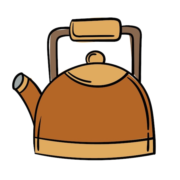 Doodle sticker kettle with hot drink