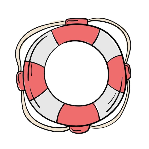 Вектор Наклейка-каракуль спасательный круг для пляжных спасателей