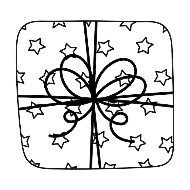 Doodle sticker met geschenkdoos voor elke gelegenheid. Kerstmis, Verjaardag, Valentijnsdag, Vrouwendag, Mo