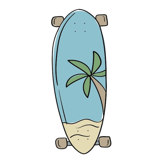 Vector doodle sticker met heldere longboards