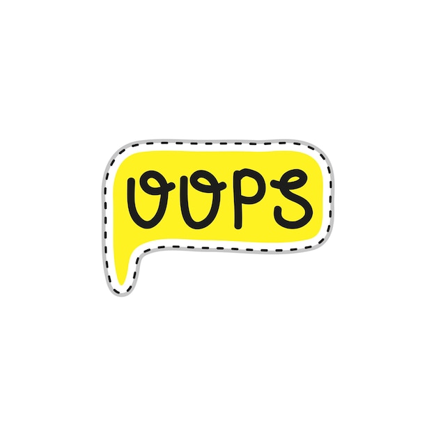 Doodle sticker met tekst oeps