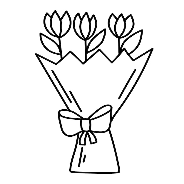 Doodle sticker mooi boeket tulpen