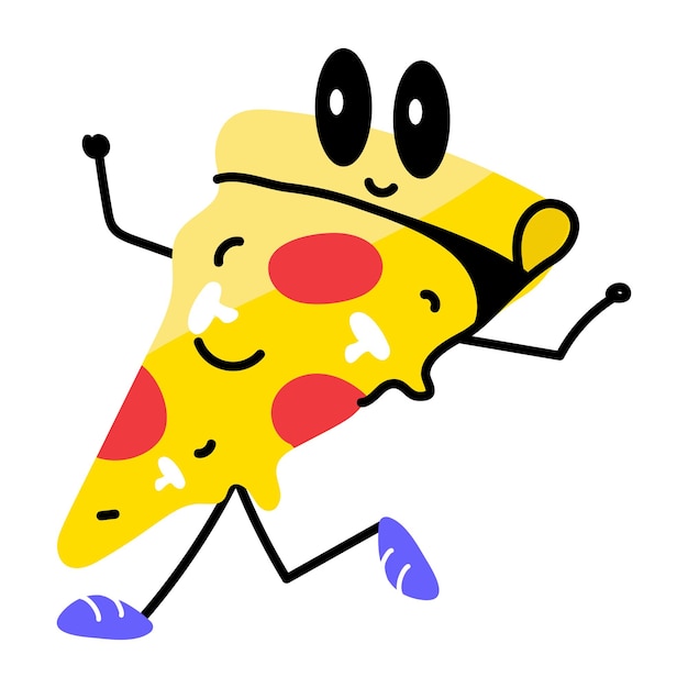 A doodle sticker of pizza slice