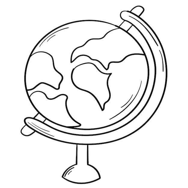 Doodle sticker simple school globe