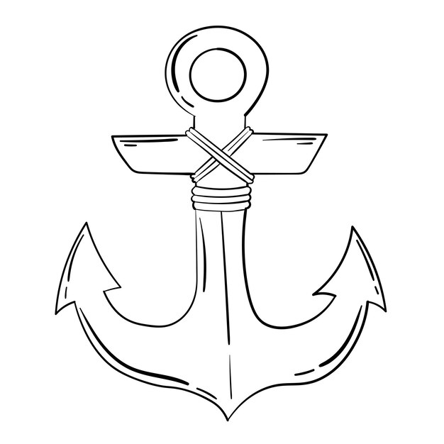 Doodle sticker simple ship anchor