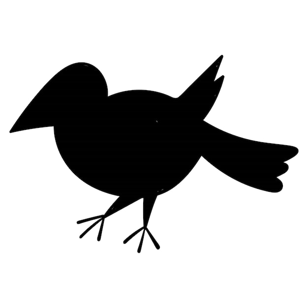 Vector doodle sticker sinister black crow