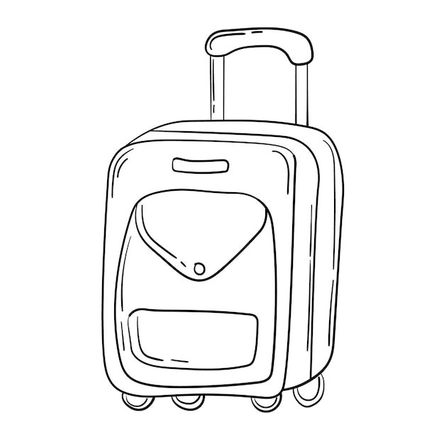 Vector doodle sticker travel suitcase for travel