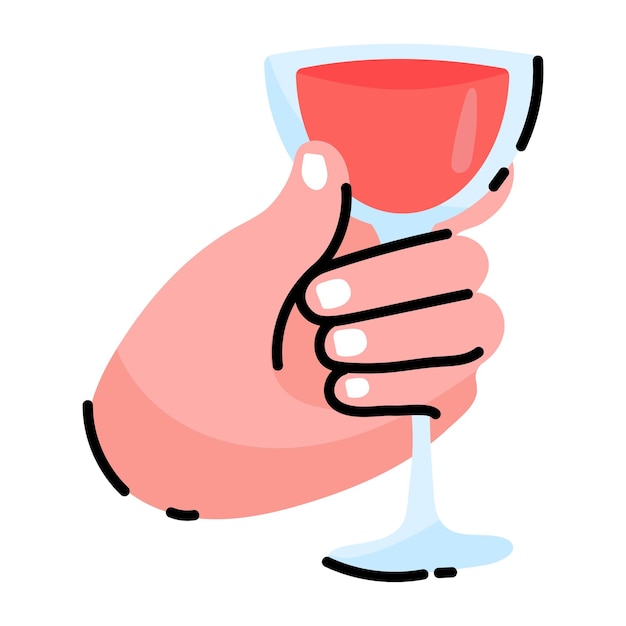 A doodle sticker of wine glass