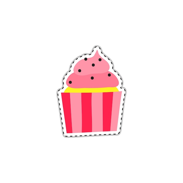 Doodle sticker with cupcake