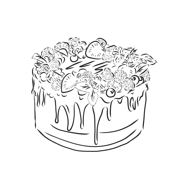 Doodle stijl verjaardagstaart en cake slice illustratie