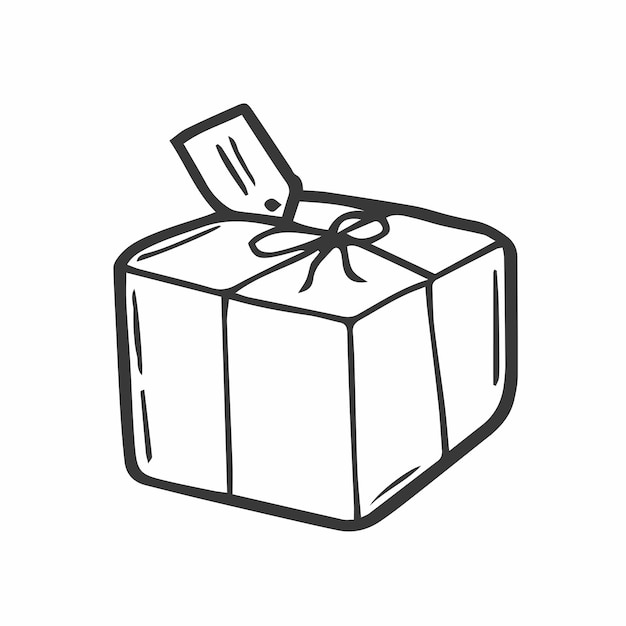 Doodle style box package or shipping vector illustration