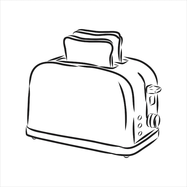 Doodle style breakfast toaster illustration in vector format. toaster vector sketch