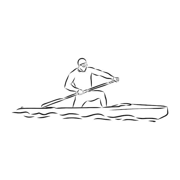 Vettore disegno in stile doodle di canoa e paddle in formato vettoriale