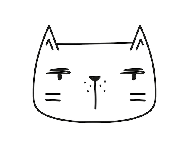 Vector doodle style cat head