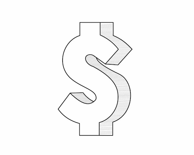 Вектор Знак доллара в стиле каракулей