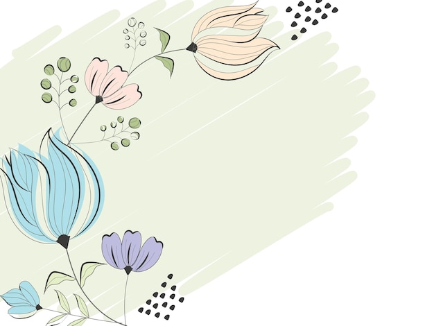 Doodle style floral decorated background and copy space