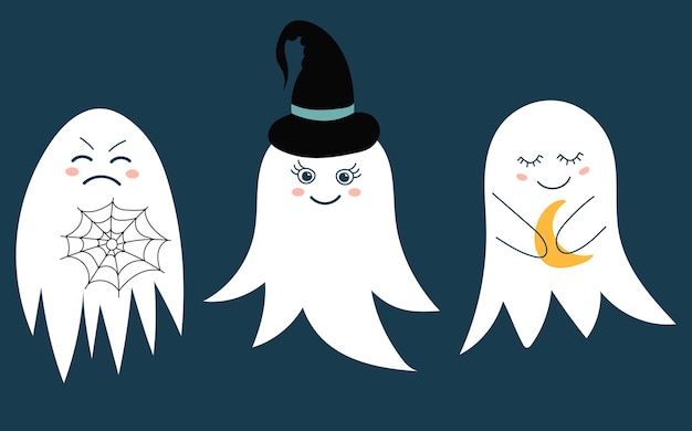 Doodle style ghost isolated vector