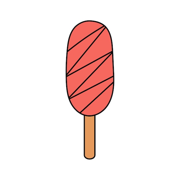 Мороженое в стиле каракули Летний ледяной сладкий десерт Простая иллюстрация на белом фоне
