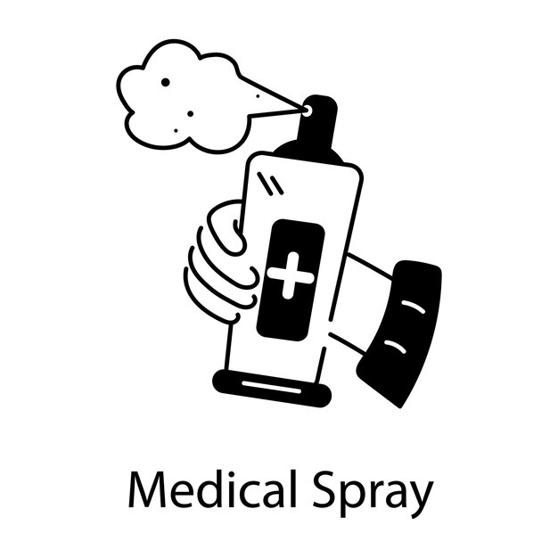 A doodle style icon depicting medical spray