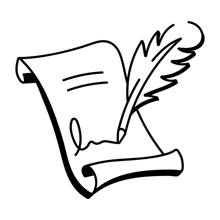Vector a doodle style icon depicting shakespeare quill