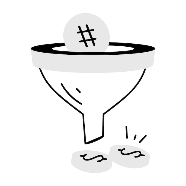 A doodle style icon of sales funnel