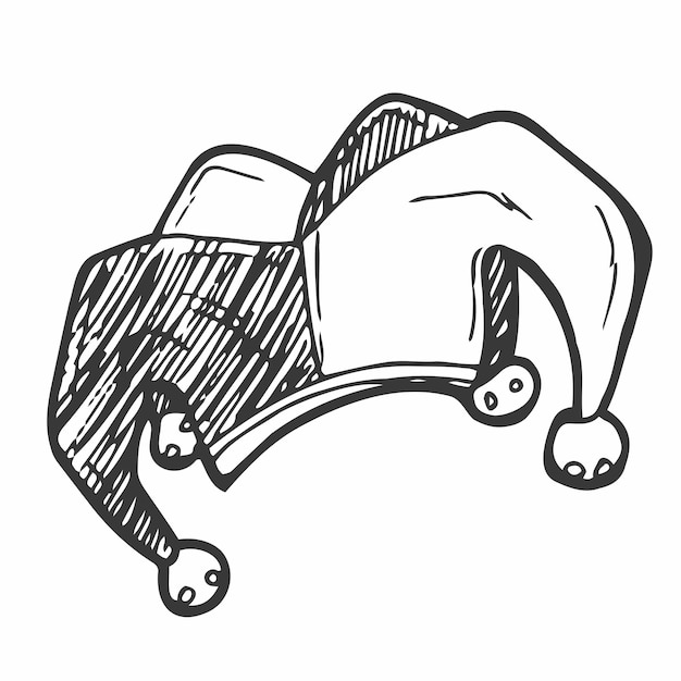 Illustrazione del cappello del buffone in formato vettoriale in stile doodle adatta per la stampa web o l'uso pubblicitario