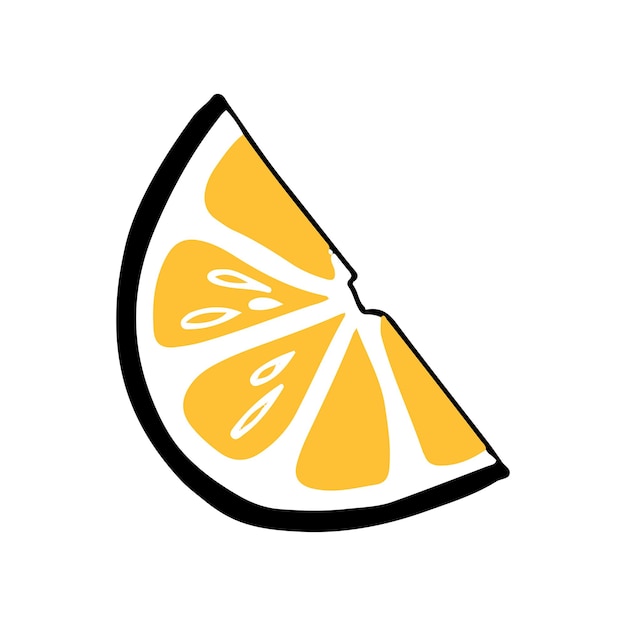 Doodle style lemon or orange slice Vector illustration isolated on a white background