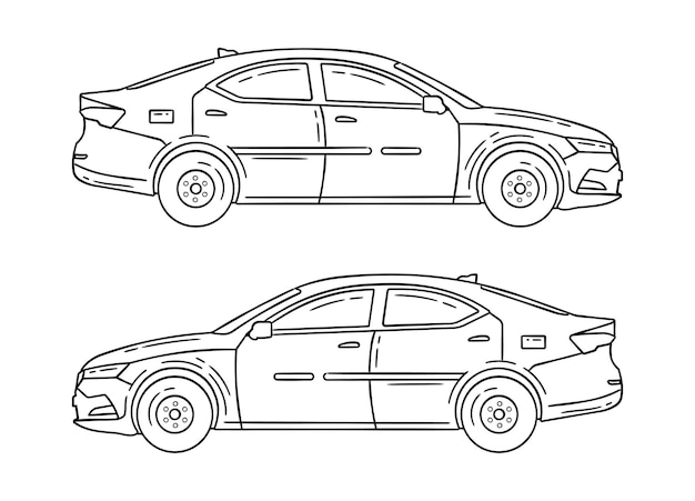 Vector doodle style luxury sedan car