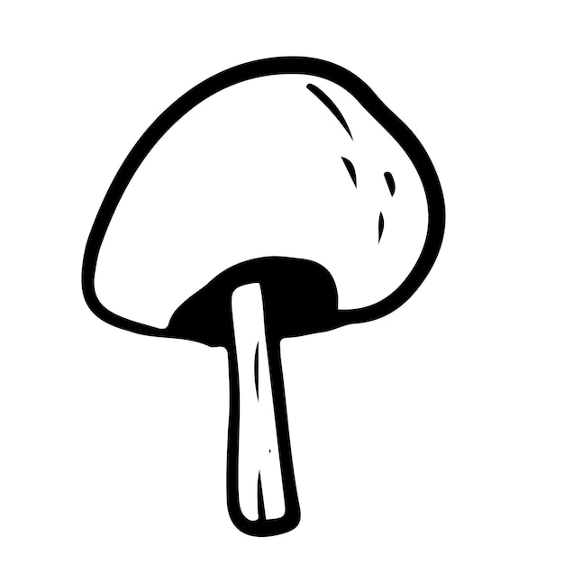 Doodle style mushroom on isolated white background. Forest mushroom. Vector illustration.