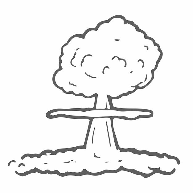 Doodle style nuclear mushroom cloud illustration in vector